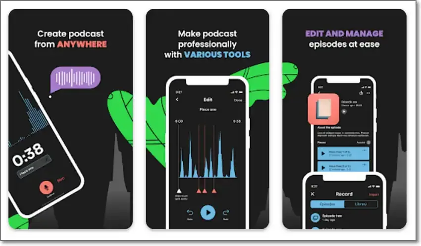 برنامه Podcast Studio by Spreaker از بهترین اپلیکیشن ساخت پادکست برای اندروید 