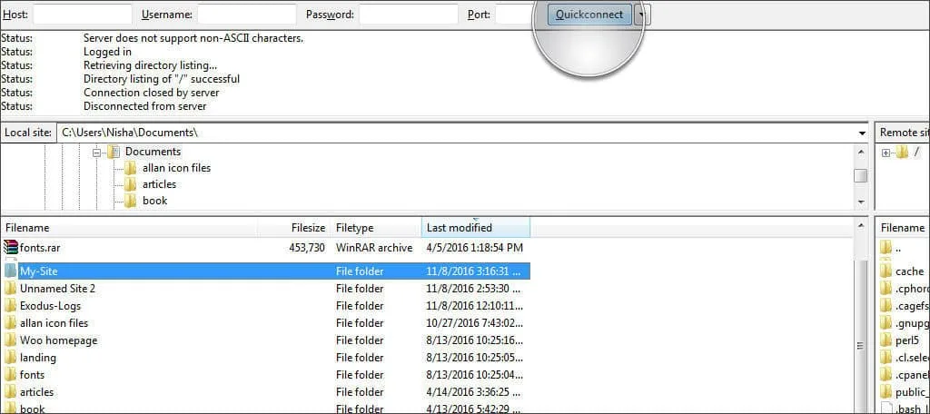 نحوه کار با نرم افزار FileZilla 