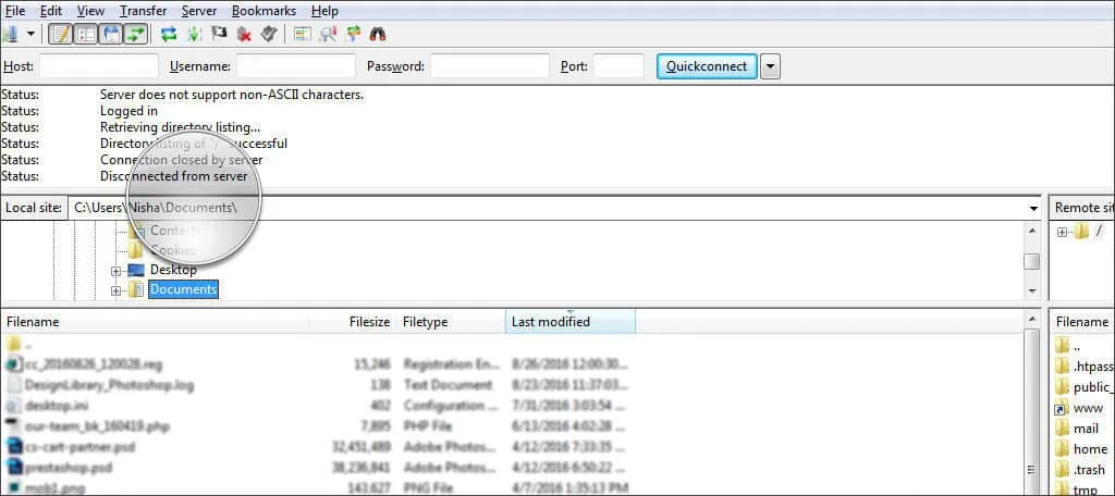 چگونگی کار با نرم افزار FileZilla 