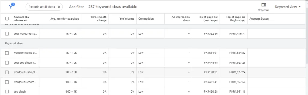 نحوه استفاده از Google Keyword Planner