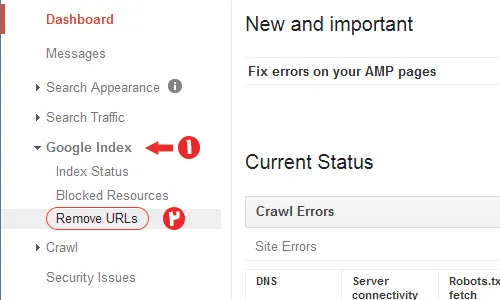 Remove URLs in google webmaster