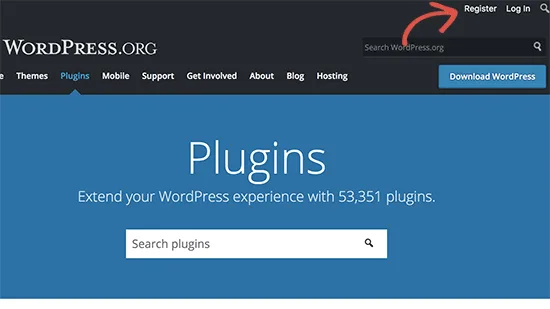 لینک ثبت نام در WordPress.org
