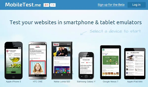 نمایش سایت وردپرس در ابزار MobileTest.me برای تست موبایل فرندلی