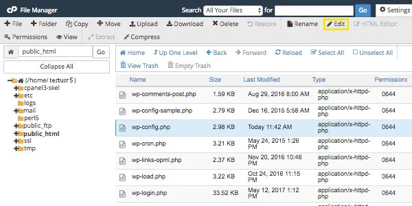 ویرایش فایل wp-config.php از طریق هاست