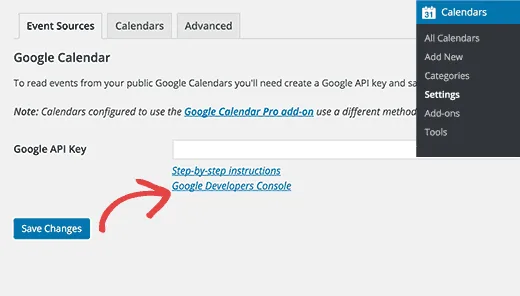 صفحه تنظیمات simple calendar