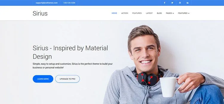 قالب متریال دیزاین وردپرسی Sirius Lite