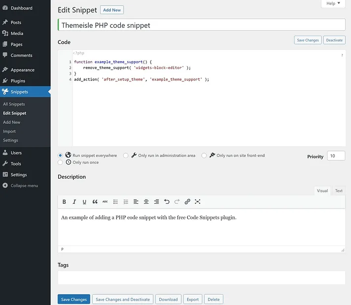 نمایش کد php در مطالب وردپرس با افزونه Code Snippets