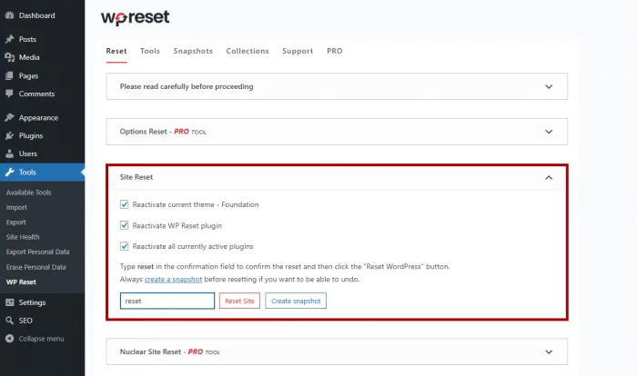 آموزش ریست سایت وردپرس با افزونه Reset WP