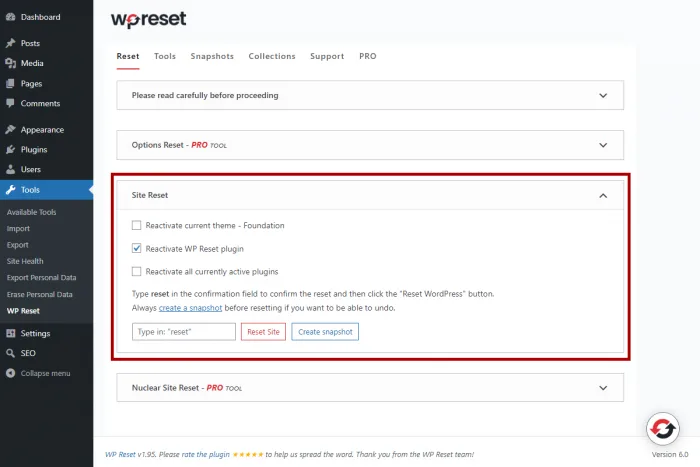 آموزش ریست سایت وردپرس با افزونه Reset WP