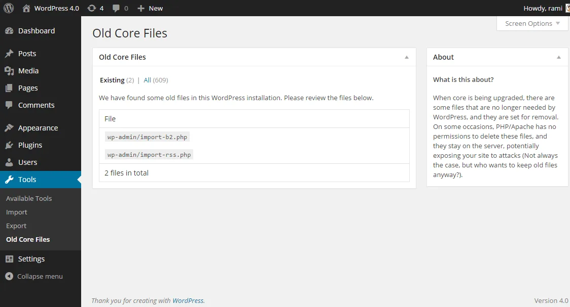 تنظیمات Old Core Files