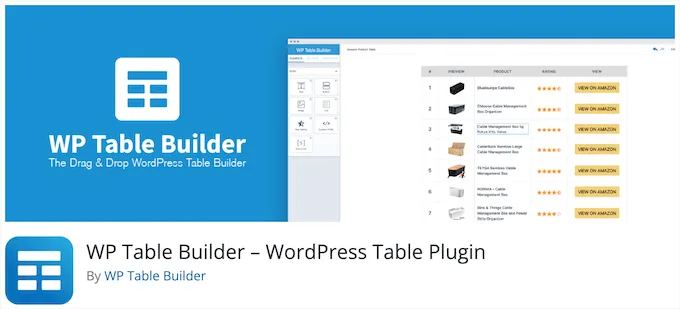 7- افزونه WP Table Builder | بهترین پلاگین های جدول ساز در WordPress
