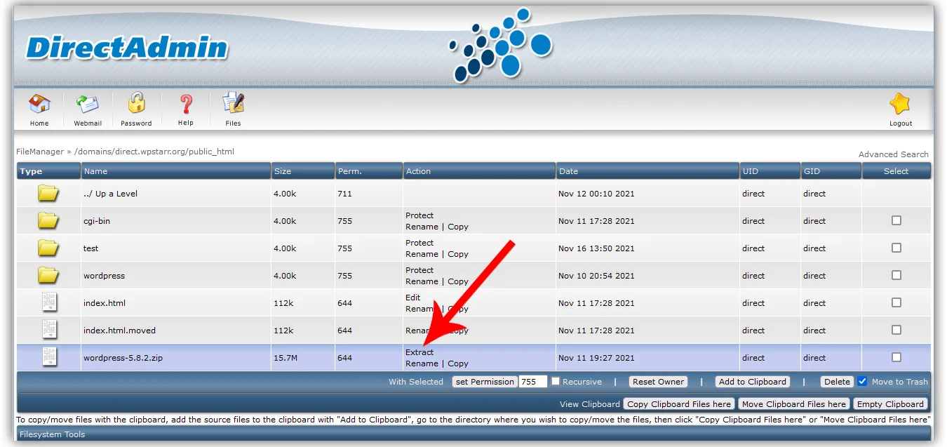 چگونگی نصب wordpress در DirectAdmin