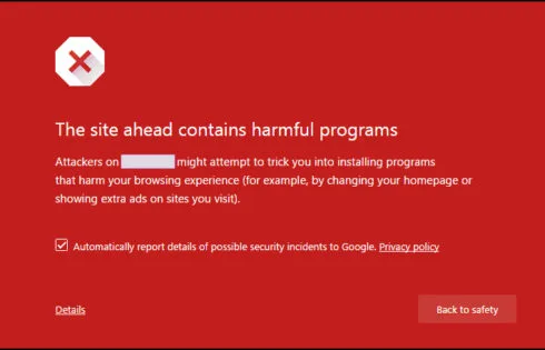 حل مشکل سایت پیش رو حاوی برنامه های مضر است