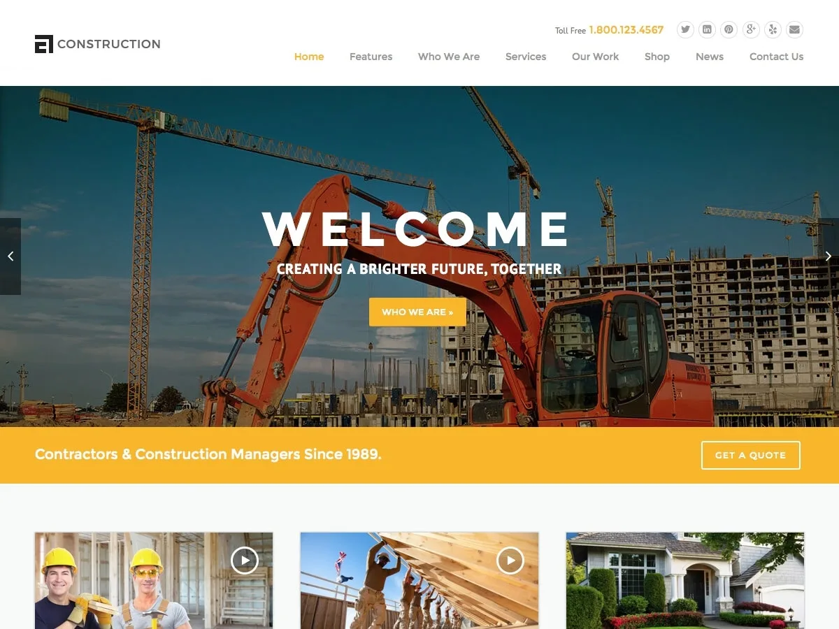 قالب وردپرس Construction