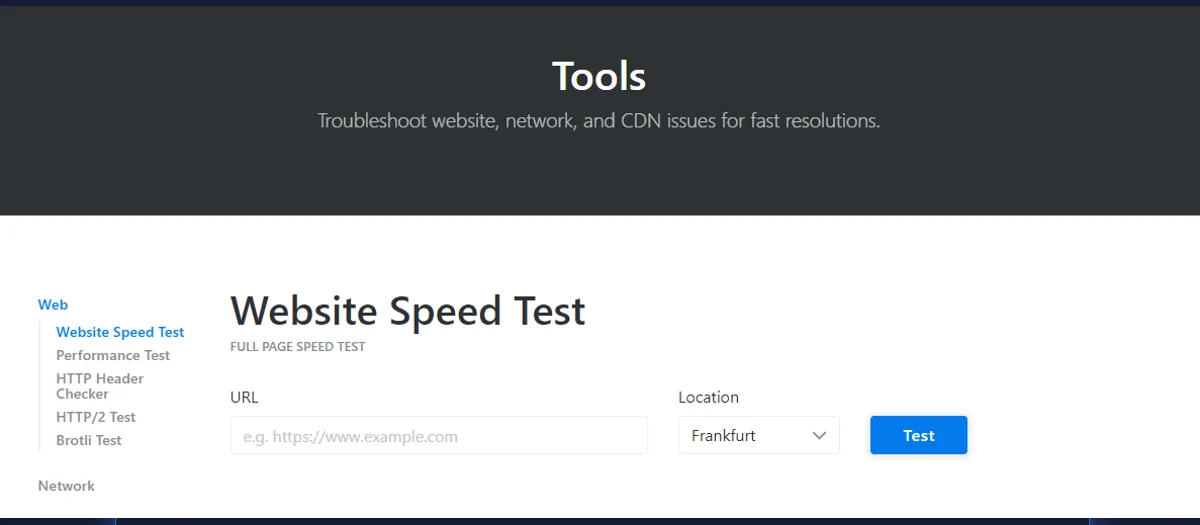 ابزار KeyCDN Website Speed Test | ابزارهای برتر تست سرعت سایت