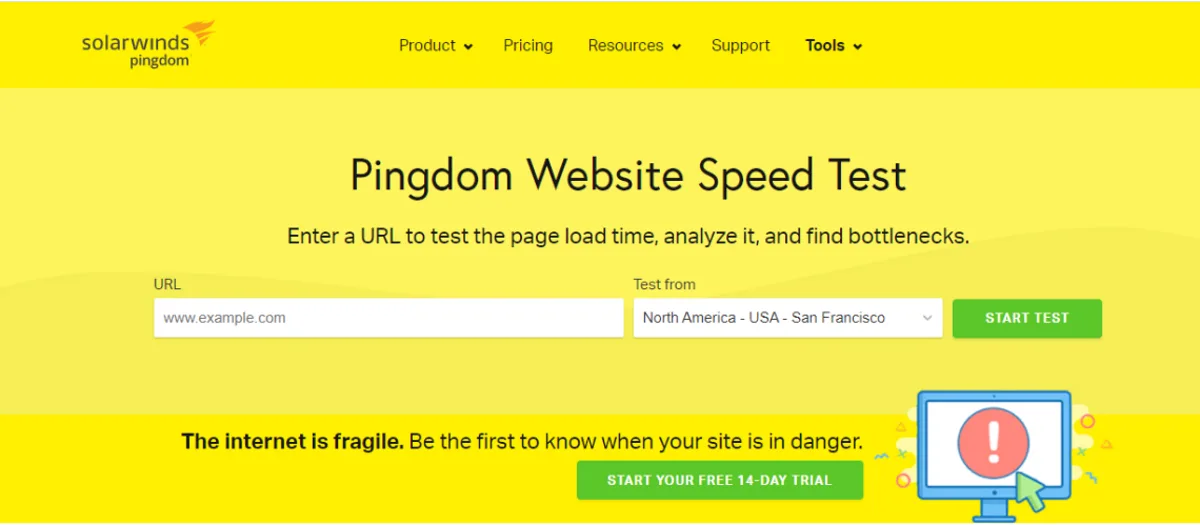 ابزار Pingdom Speed Test | بهترین ابزار تست سرعت سایت وردپرسی
