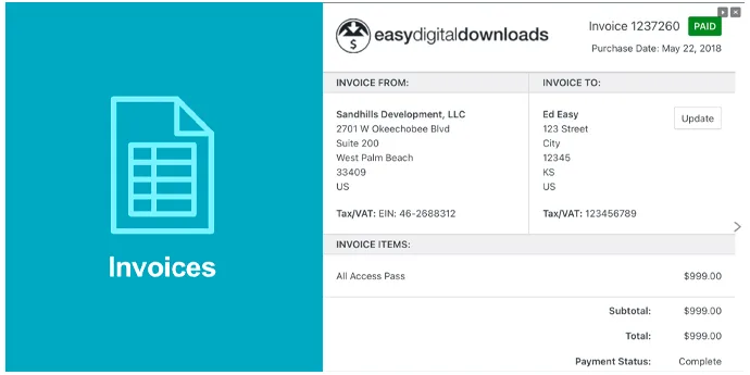 افزونه EDD Invoices | بهترین افزونه صدور فاکتور وردپرس