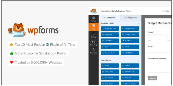 افزونه WPForms | بهترین افزونه های صدور فاکتور وردپرس 