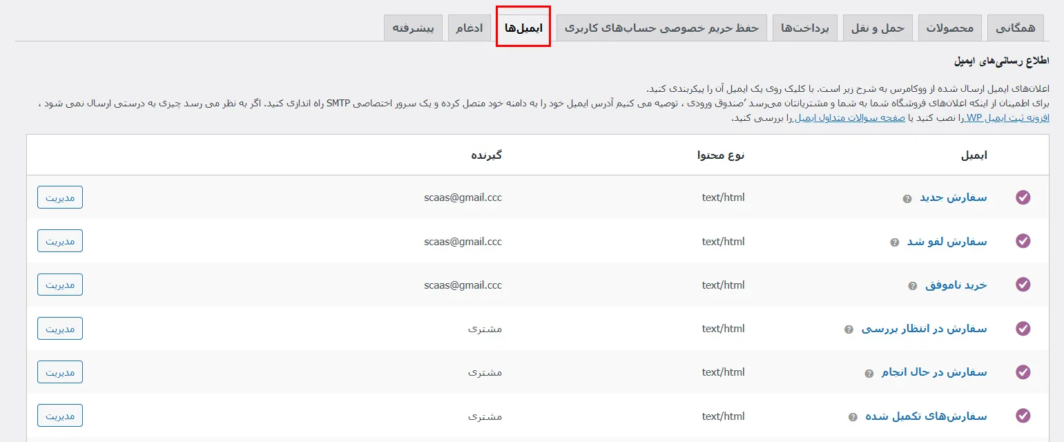 نحوه سفارشی سازی ایمیل های ارسالی در ووکامرس