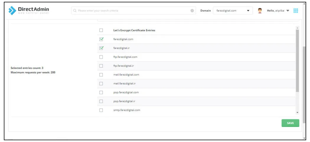 آموزش راه اندازی ssl رایگان در دایرکت ادمین