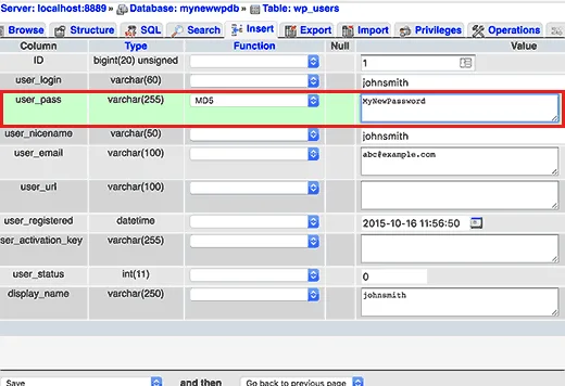 تغییر رمز وردپرس از PhpMyAdmin 