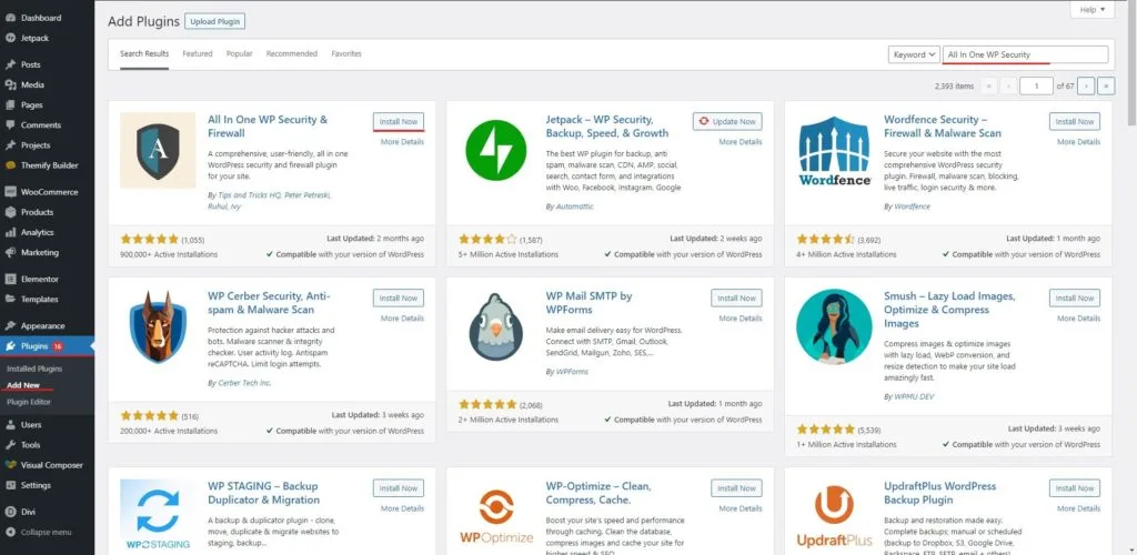 1- آموزش نصب افزونه All In One WP Security & Firewall