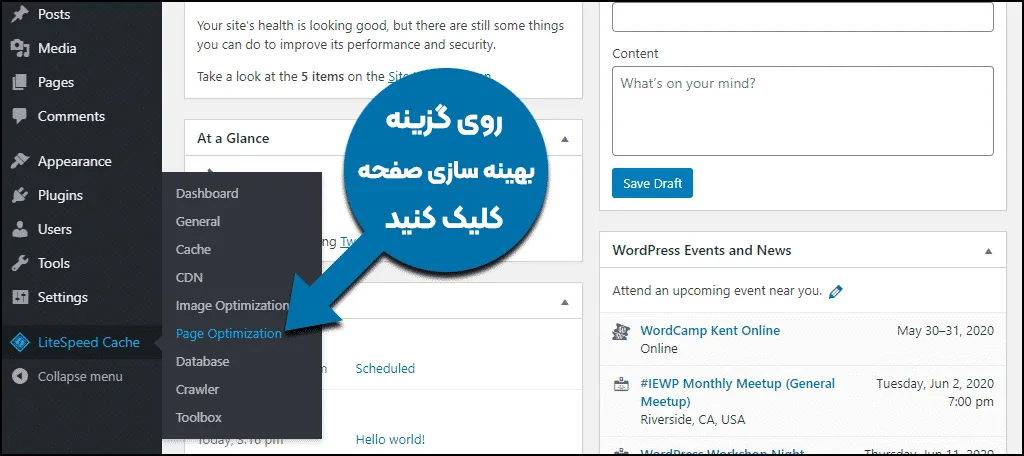 - تنظیمات بهینه سازی صفحه LiteSpeed