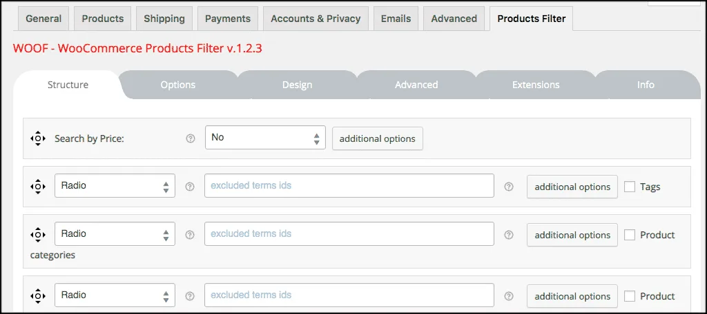 ساخت فیلتر پیشرفته محصولات ووکامرس 