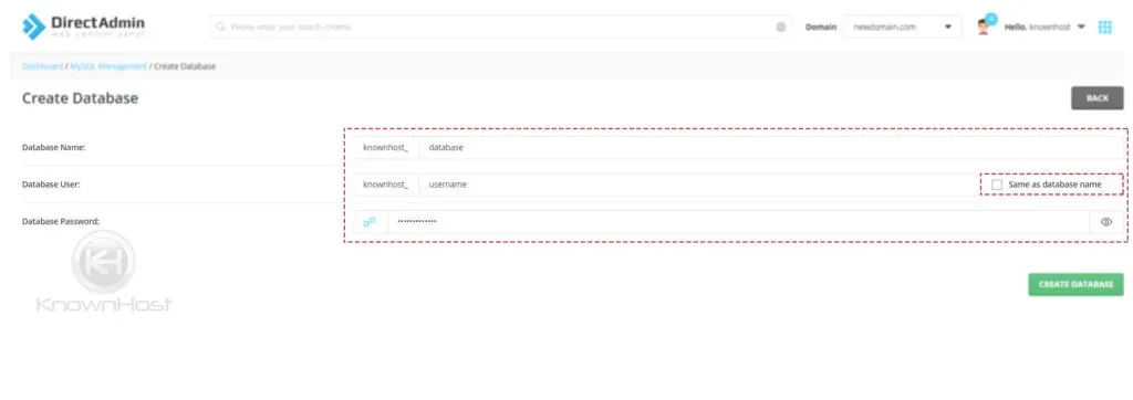 ساخت دیتابیس در DirectAdmin