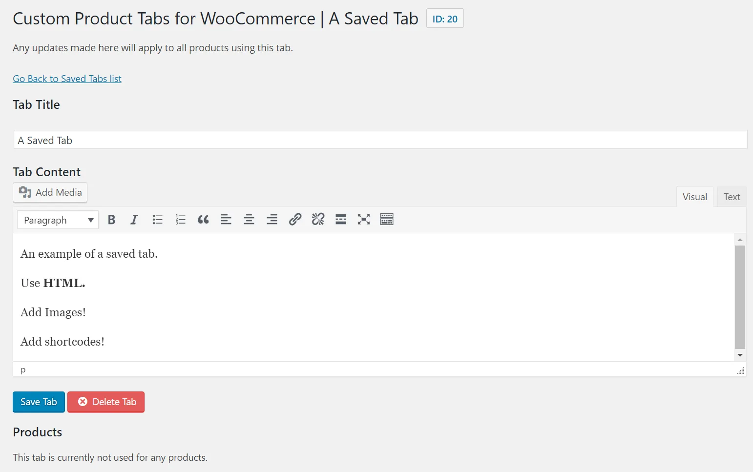 افزونه WooCommerce Custom Product Tabs