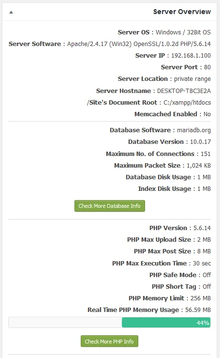 نمایش اطلاعات سرور روی وردپرس با افزونه WP Server Stats