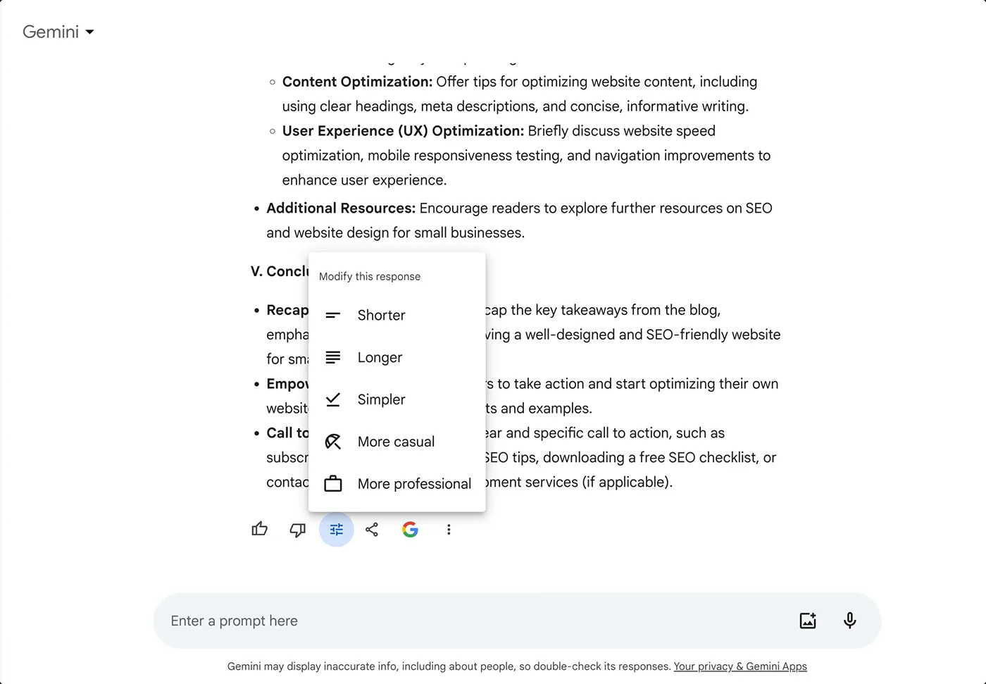 چت بات Google Gemini