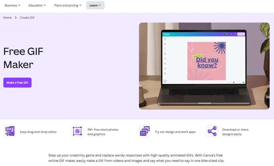 ابزار Free Gif Maker سایت Canva