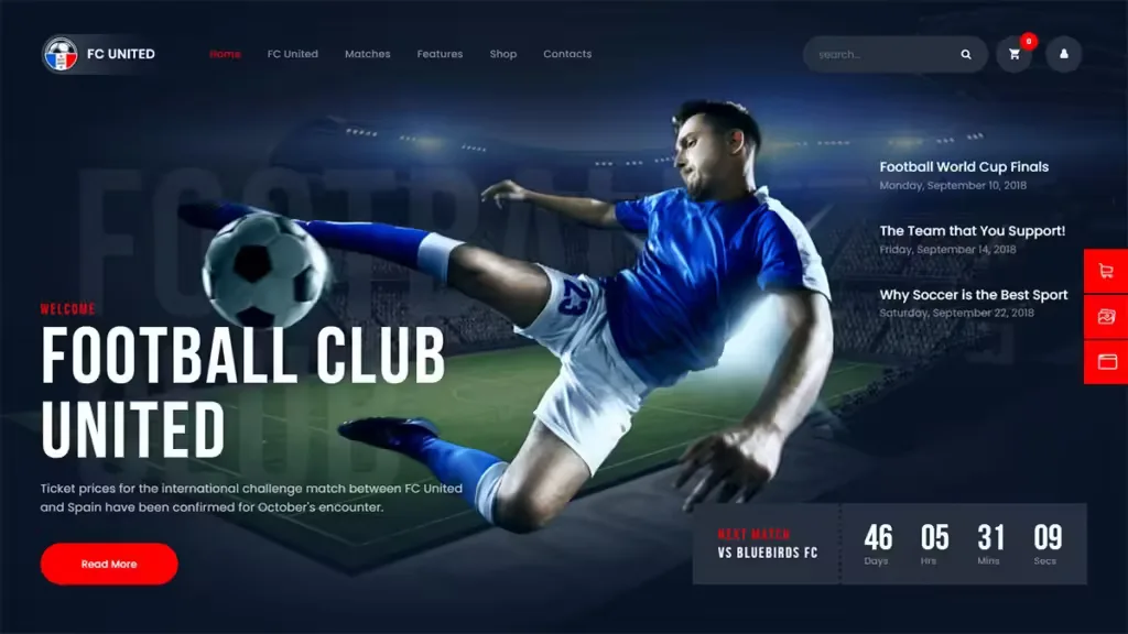 پوسته های ورزشی برای وردپرس - بهترین قالب ورزشی بنام FC United