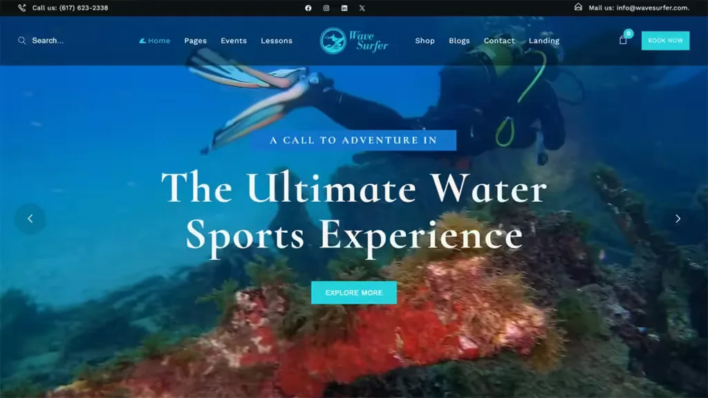 پوسته های ورزشی برای وردپرس - بهترین قالب ورزشی بنام WaveSurfer
