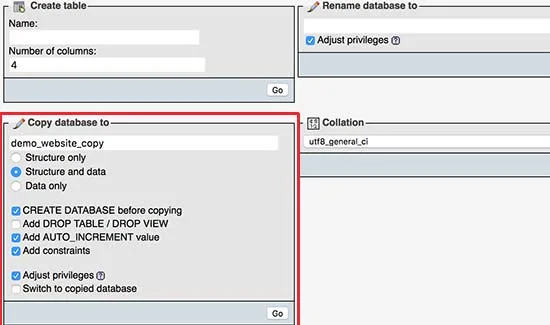 نحوه کپی کردن پایگاه داده با استفاده از phpmyadmin