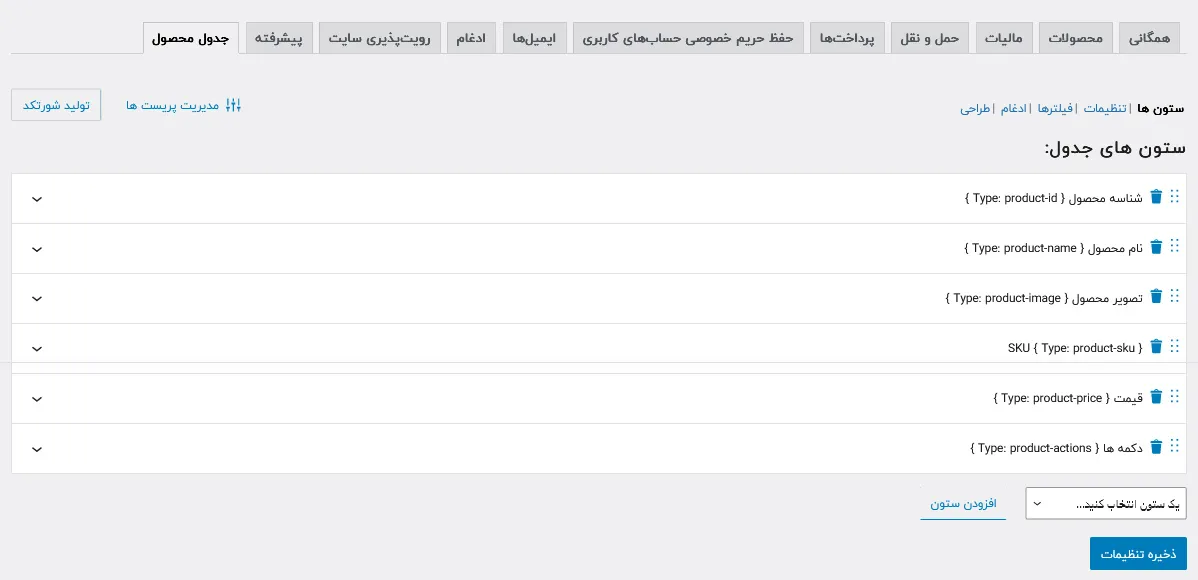 انواع موارد محصول