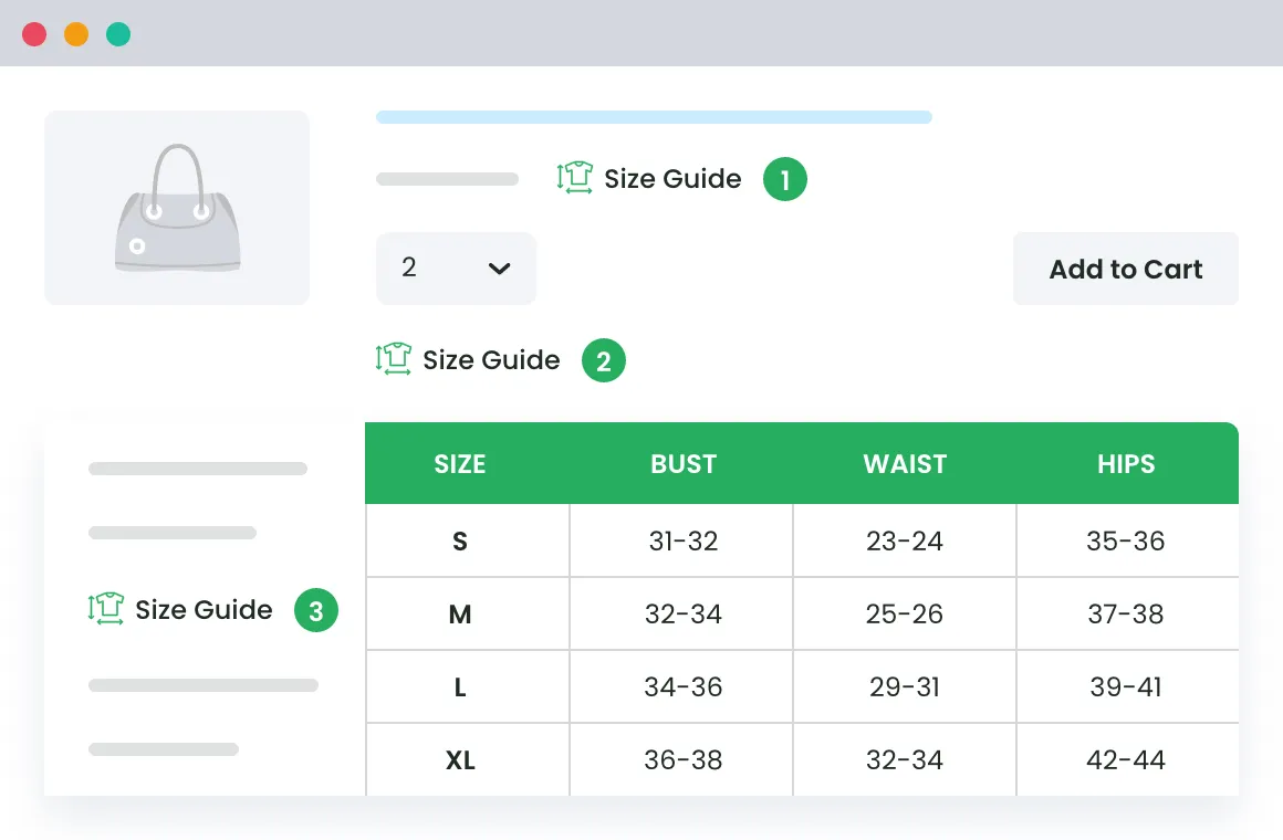 افزونه Product Size Charts 
