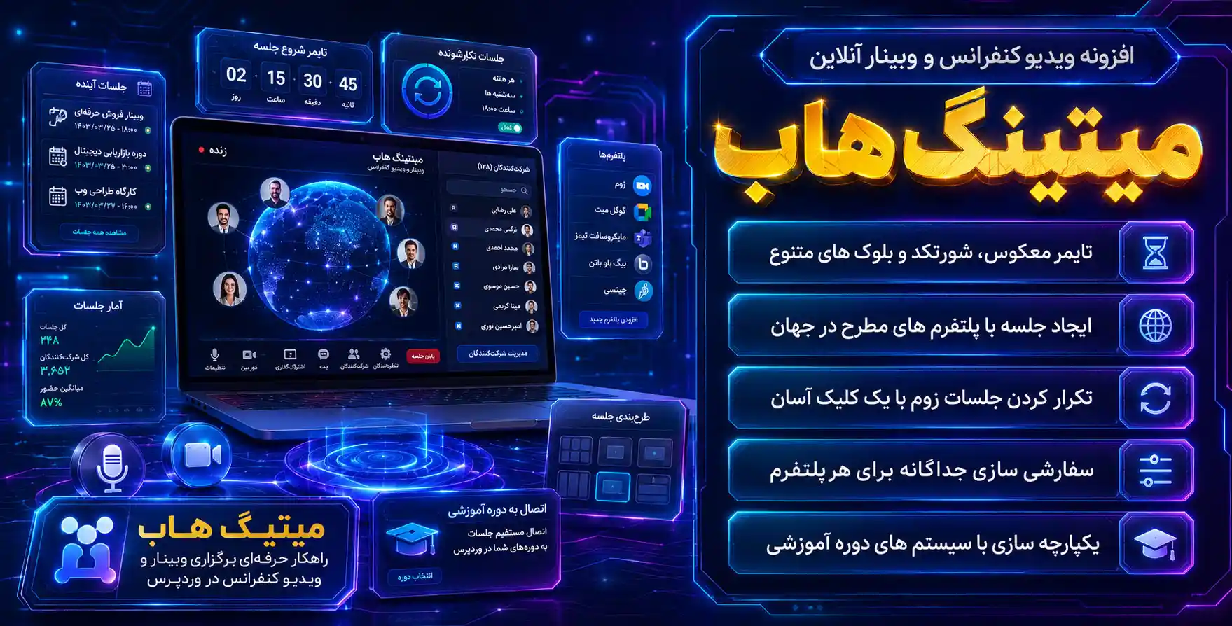 MeetingHub Pro | افزونه میتینگ هاب پرو ، برگزاری انواع وبینار و ویدئو کنفرانس در بستر وردپرس