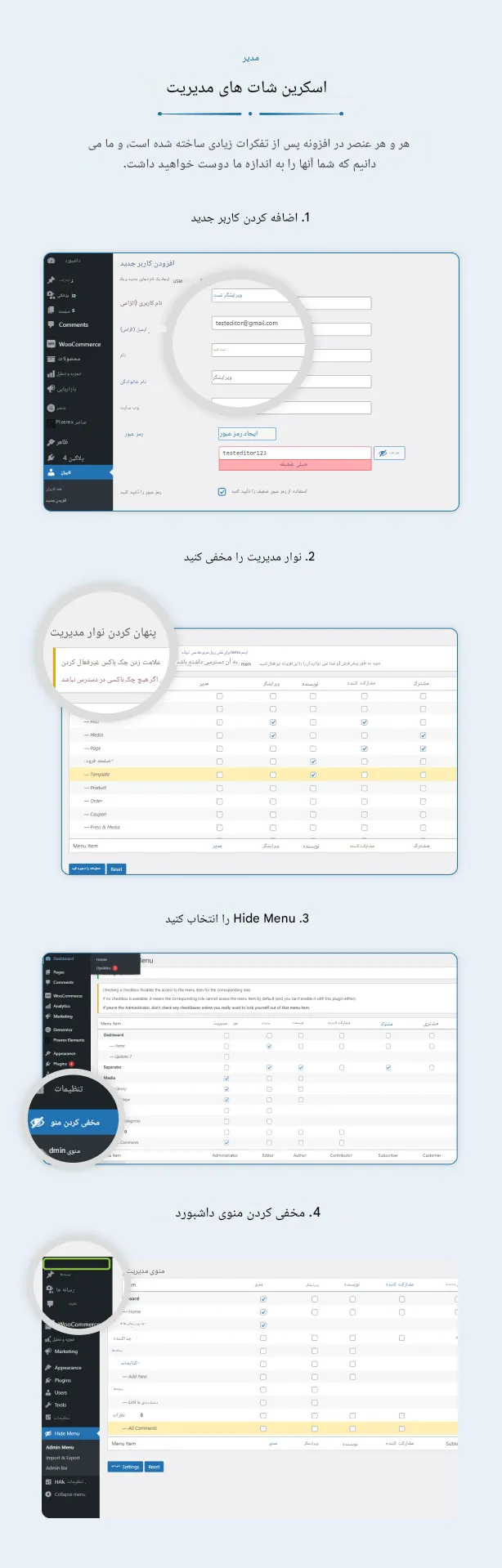 افزونه WordPress Hide Admin Menu 