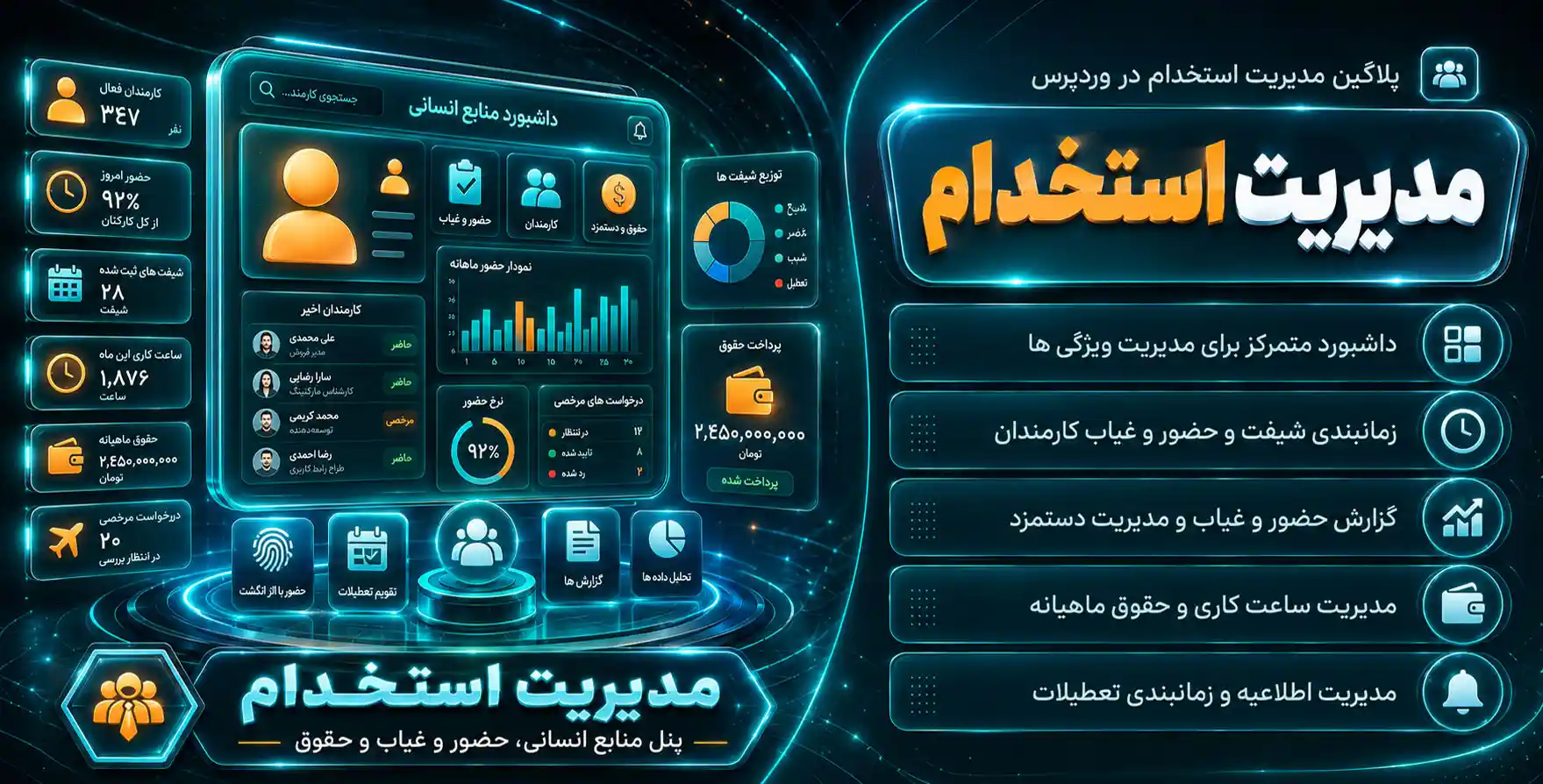 Employee And HR Manager Plugin | افزونه پیشرفته مدیریت استخدامی وردپرس