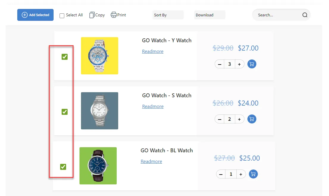 افزونه Product Variations Table for WooCommerce