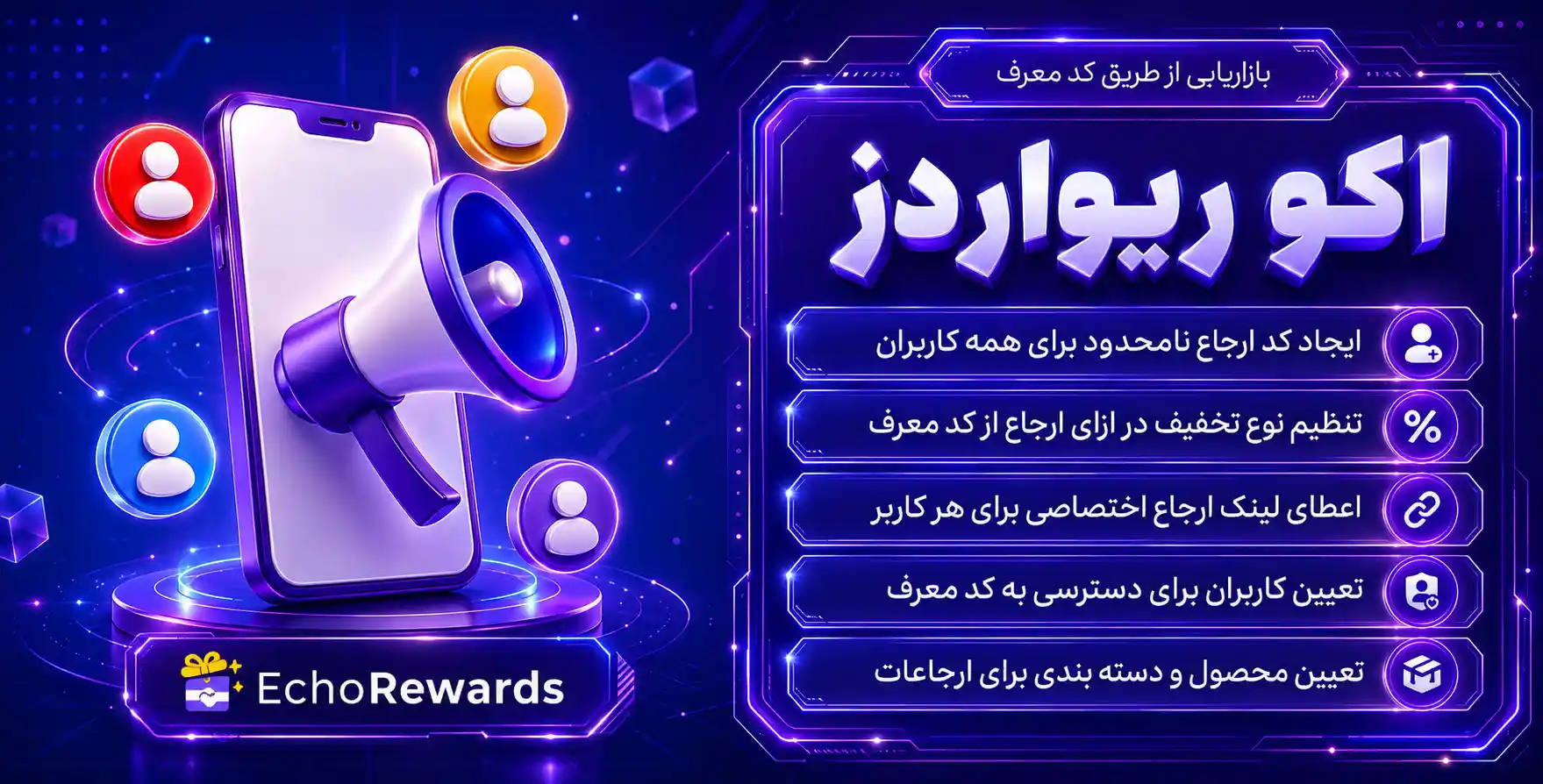 EchoRewards Referral Pro | جامع ترین افزونه بازاریابی، کسب درآمد از طریق کد معرف ووکامرس با رابط کاربری زیبا و پنل کاربری پیشرفته بازاریاب