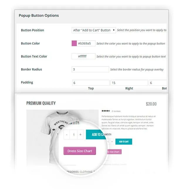 افزونه YITH Product Size Charts for WooCommerce