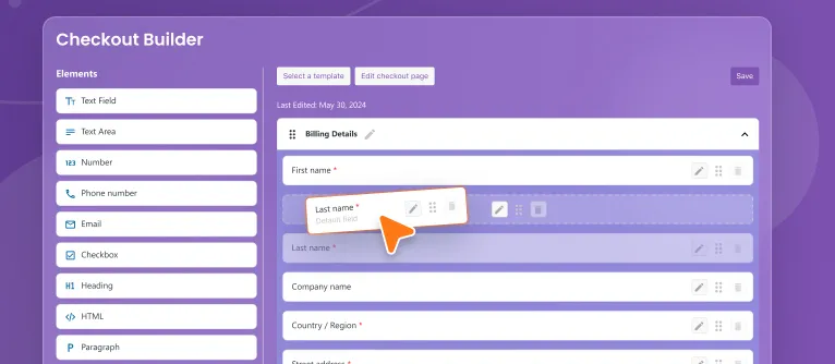 افزونه Checkout Custom Fields Builder for WooCommerce