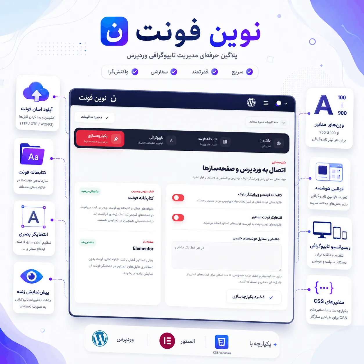 افزونه نوین فونت برای مدیریت فونت فارسی و تایپوگرافی وردپرس