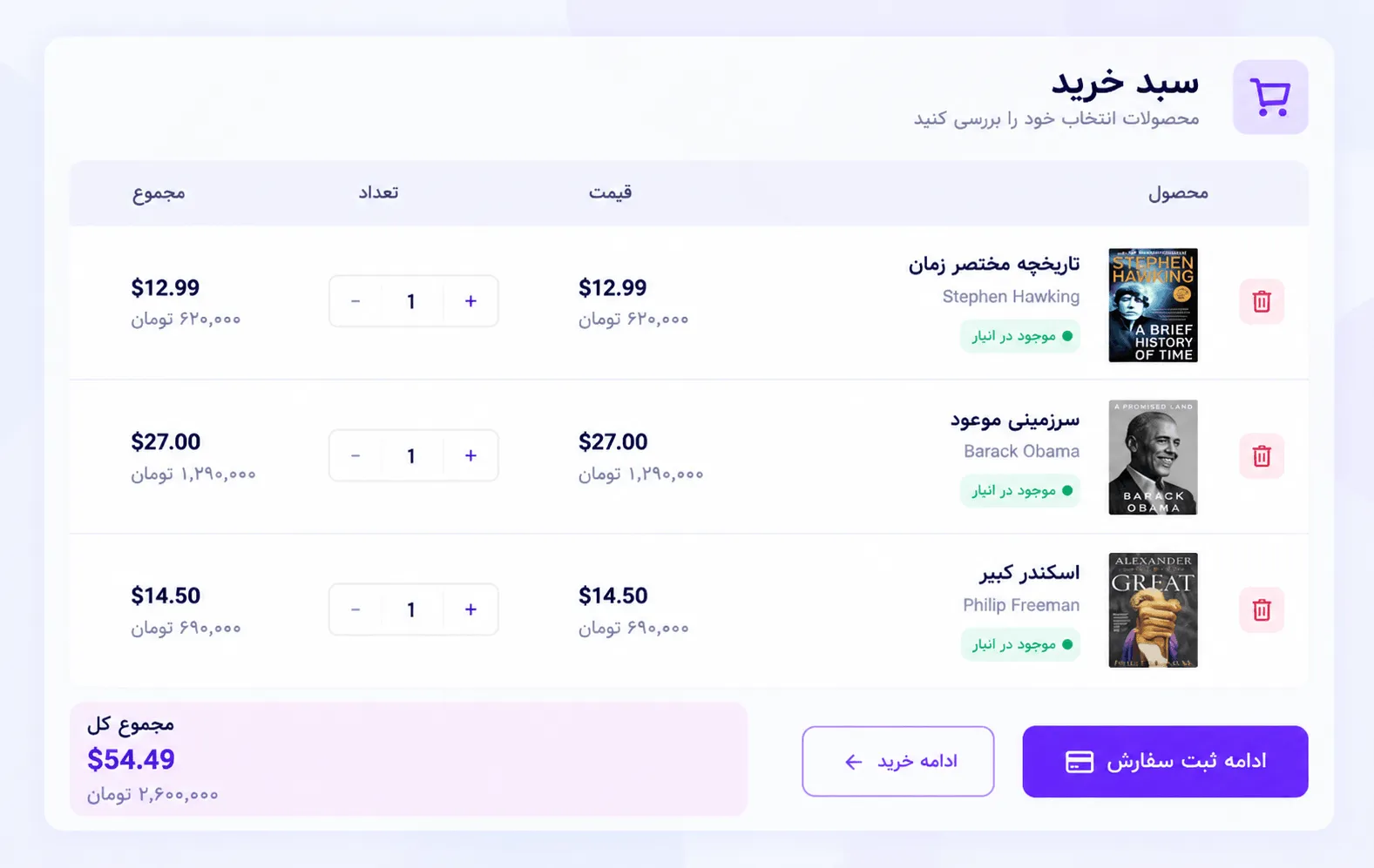 بررسی سفارش برای بررسی سفارش