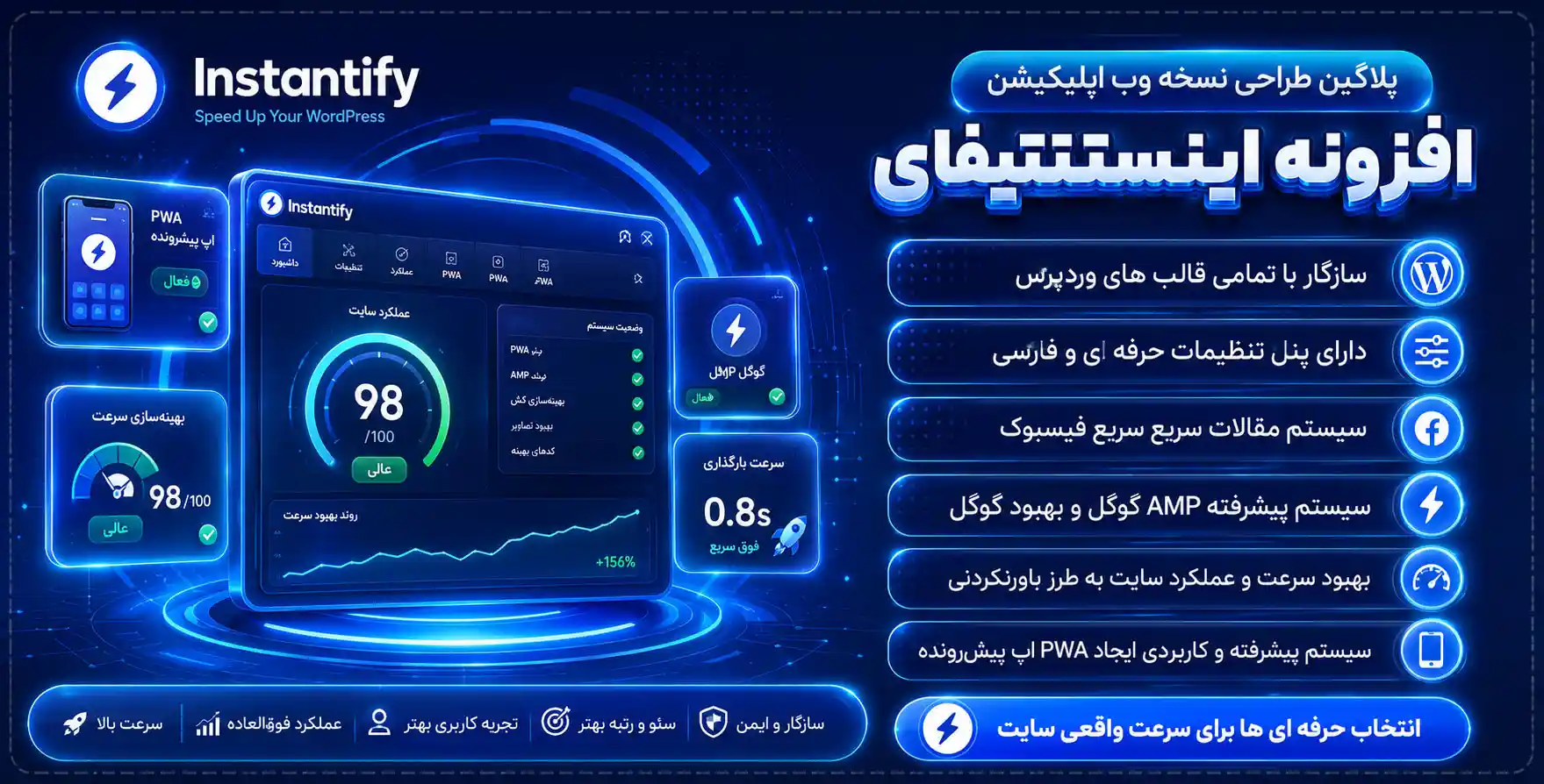 افزونه اینستنتیفای | ساخت وب اپلیکیشن (PWA) با وردپرس با افزونه Progressify