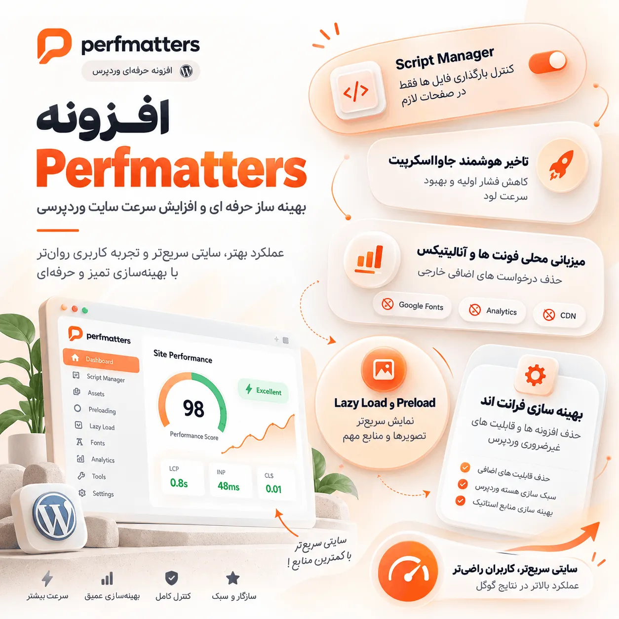تنظیمات گزینه سریع افزونه Perfmatters