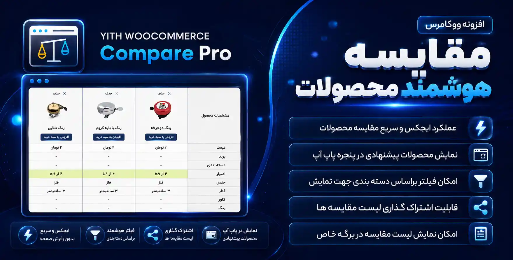افزونه YITH Woocommerce Compare Pro | مقایسه محصولات در ووکامرس